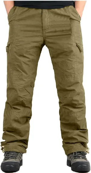 Lmdudan Plus Size Fleece Lined Hiking Pants for Men Casual Outdoor Warm Trousers Winter Stretch Work Cargo Pants with Pocket