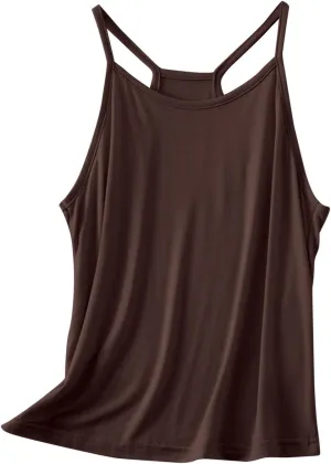 Lmdudan Tank Tops for Women Crewneck Spaghetti Strap Camisole Loose Fit Sleeveless Tees Casual Summer Racerback Shirts