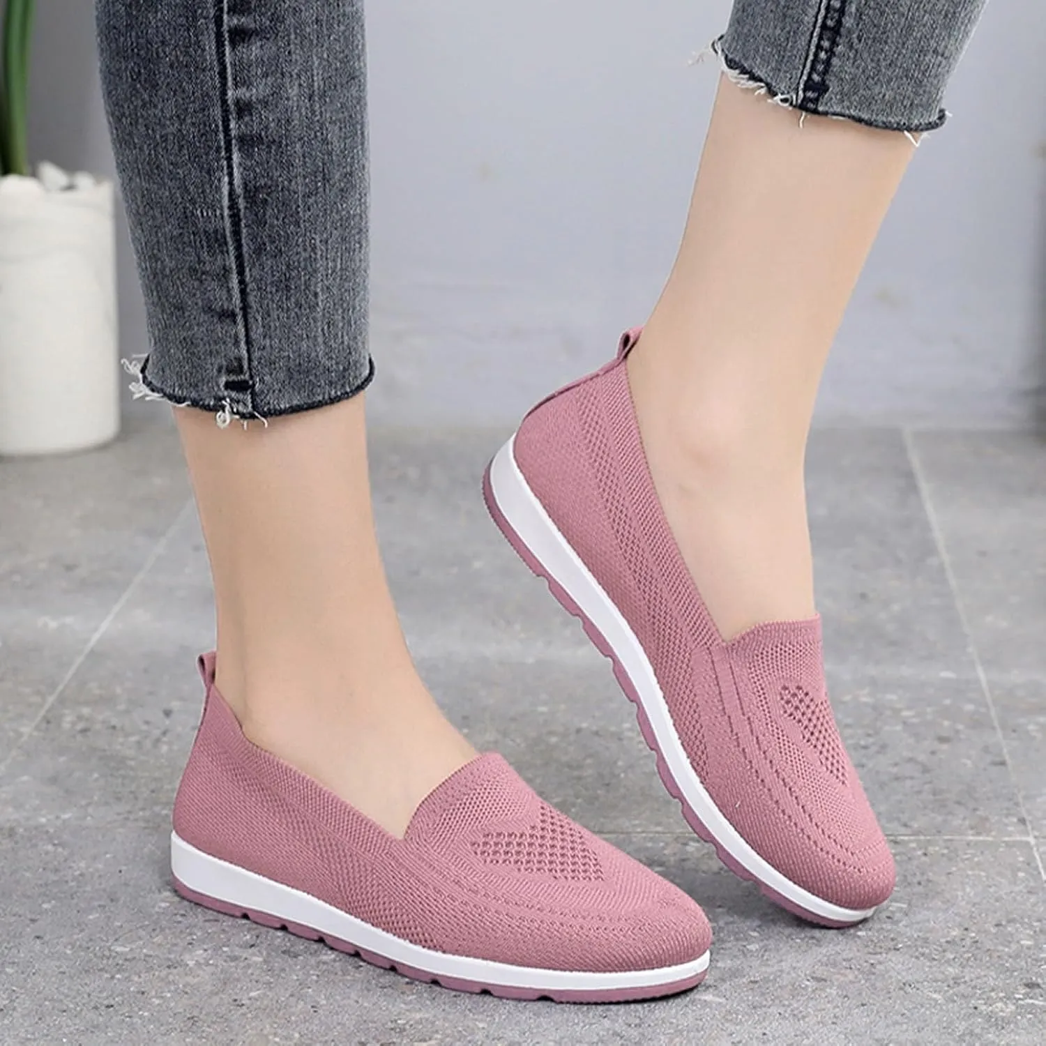 Loafers for Women Comfort Slip On Walking Shoes Knit Dressy Comfortable Business Work Flats Wide Width Casual Sneaker