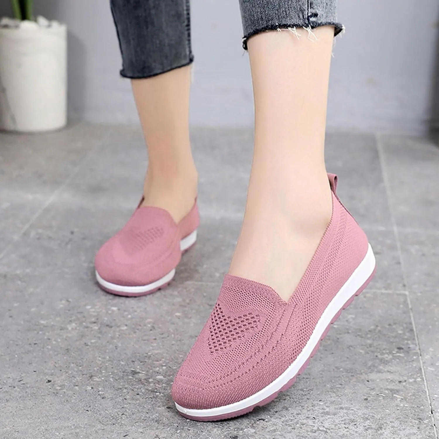 Loafers for Women Comfort Slip On Walking Shoes Knit Dressy Comfortable Business Work Flats Wide Width Casual Sneaker