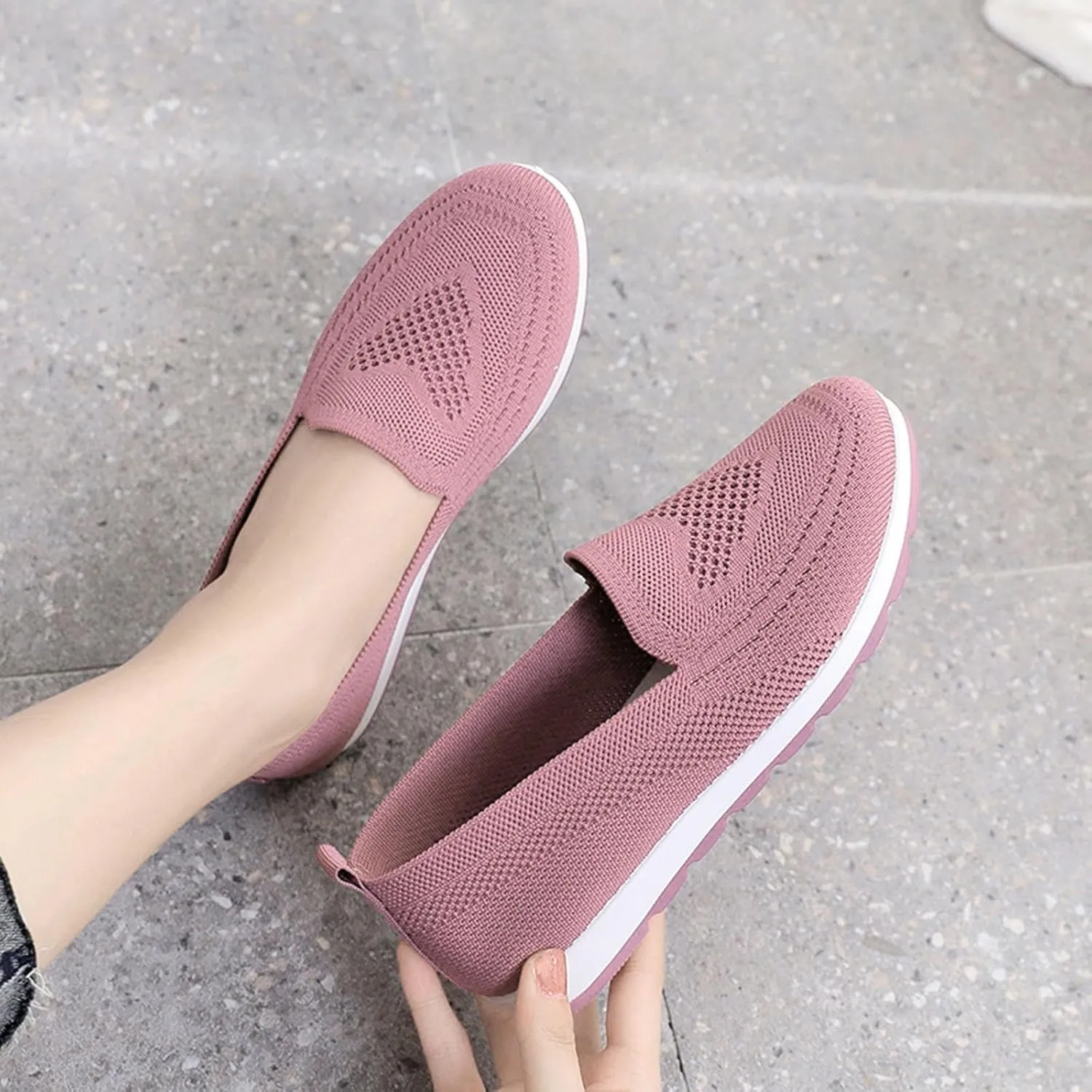Loafers for Women Comfort Slip On Walking Shoes Knit Dressy Comfortable Business Work Flats Wide Width Casual Sneaker