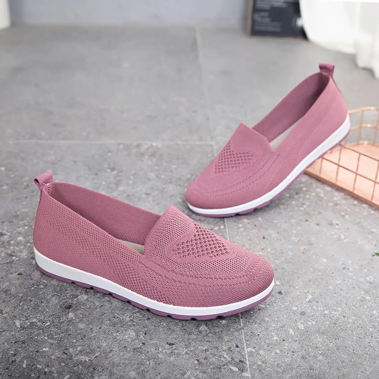 Loafers for Women Comfort Slip On Walking Shoes Knit Dressy Comfortable Business Work Flats Wide Width Casual Sneaker
