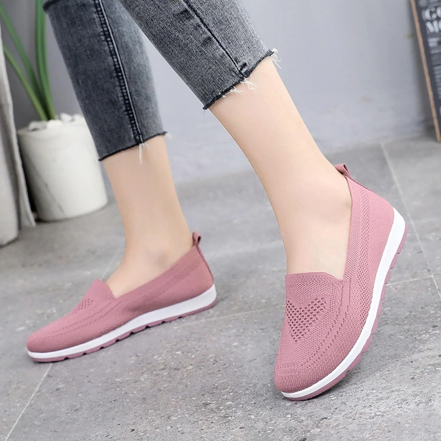 Loafers for Women Comfort Slip On Walking Shoes Knit Dressy Comfortable Business Work Flats Wide Width Casual Sneaker