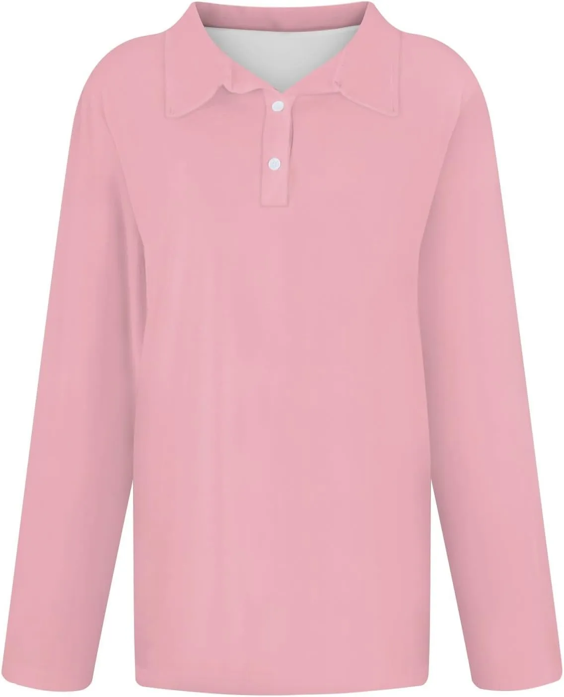 Long Sleeve Polo Shirts for Women Trendy Plus Size V Neck Business Casual Tunic Tops Dressy Button Down Plain Tops