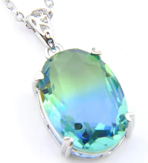 Luckyshine Sparking Oval Fire Orange Tourmaline Silver Fashion Pendants Necklaces