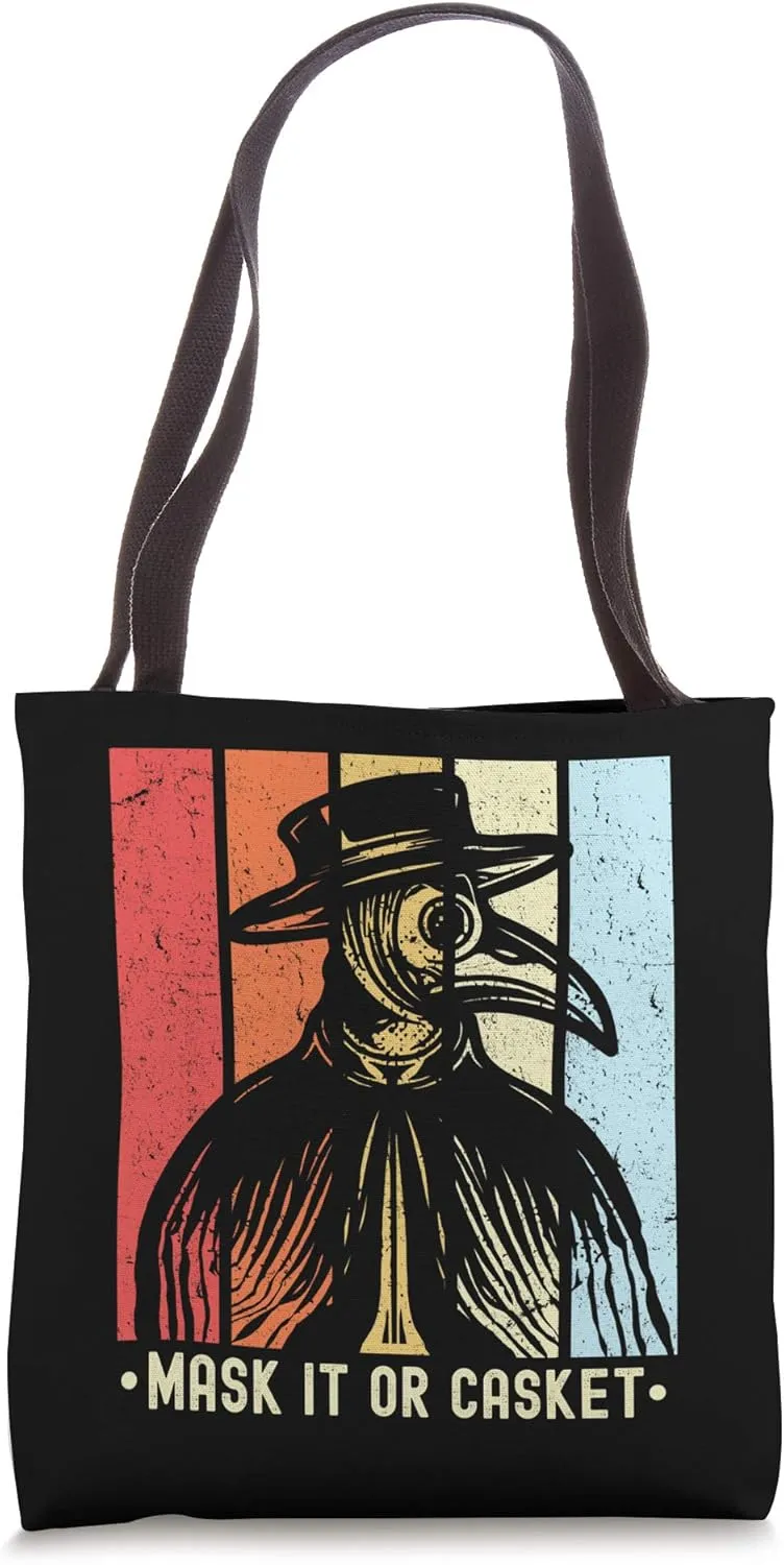 Mask It or Casket Funny Plague Doctor Tote Bag