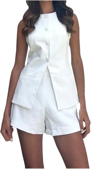 Matching Lounge Sets Women Summer Wide Leg Plus Size Sleeveless Lounge Shorts Sets Cute Casual Jogger Loungewear Sets