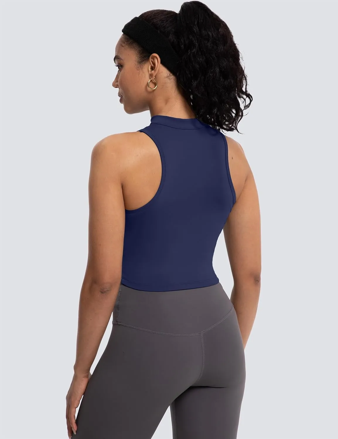 MathCat Half Zipper Workout Tank Tops for Women with Built in Bra, Racerback Workout Tops Sleeveless Crop Tops Gym Yoga Tops