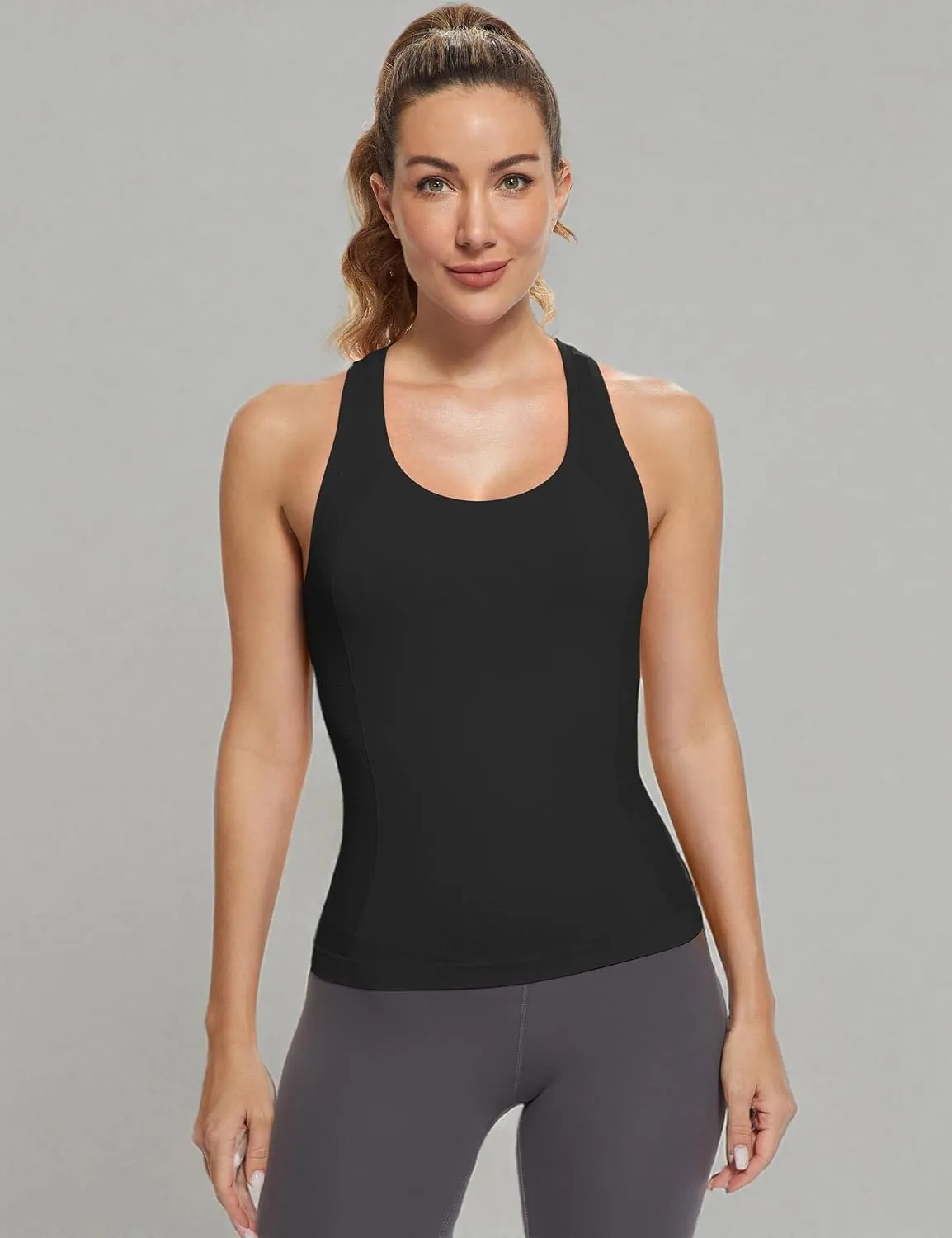 MathCat Workout Tops for Women Racerback Tank Tops Seamless Running Tank Tops Muscle Tank