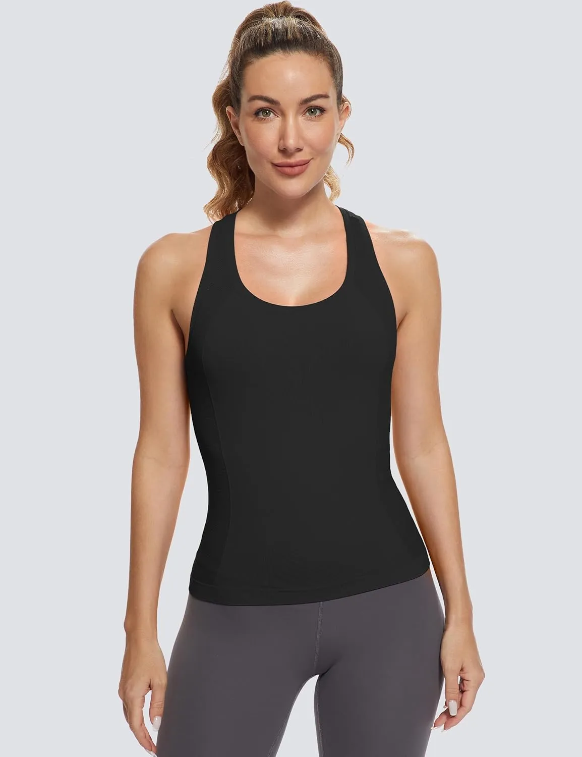 MathCat Workout Tops for Women Racerback Tank Tops Seamless Running Tank Tops Muscle Tank