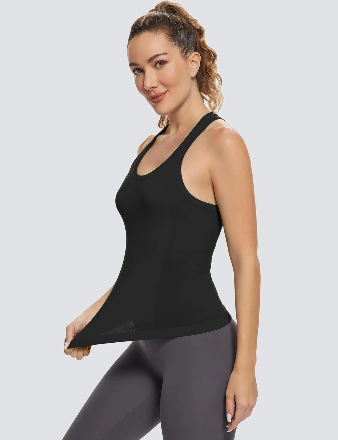 MathCat Workout Tops for Women Racerback Tank Tops Seamless Running Tank Tops Muscle Tank