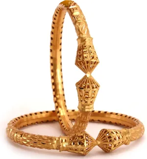 Meenakshi imitation Indian Handcrafted Gold Plated Kangan Bangles Set of 2 Gift For Her Bollywood Designer Jewelry Bangle Bracelets In Gold Tone For Women