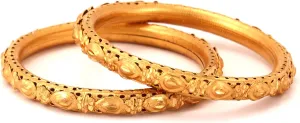 Meenakshi imitation Set of 2 Handcrafted Gold Plated Bangles Traditional Festival Wear Kangan Bollywood Designer Jewelry Bangle Bracelets In Gold Tone For Women