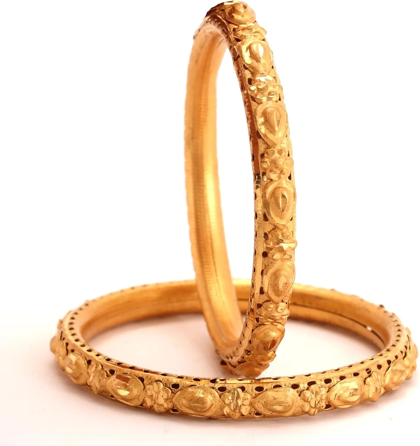 Meenakshi imitation Set of 2 Handcrafted Gold Plated Bangles Traditional Festival Wear Kangan Bollywood Designer Jewelry Bangle Bracelets In Gold Tone For Women