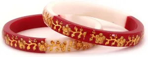 Meenakshi imitation Set of 2 Handcrafted Red White Flower Design Gold Plated Laminated Plastic Bangles Bollywood Designer Jewelry With Box Gift For Her Bangle Bracelets