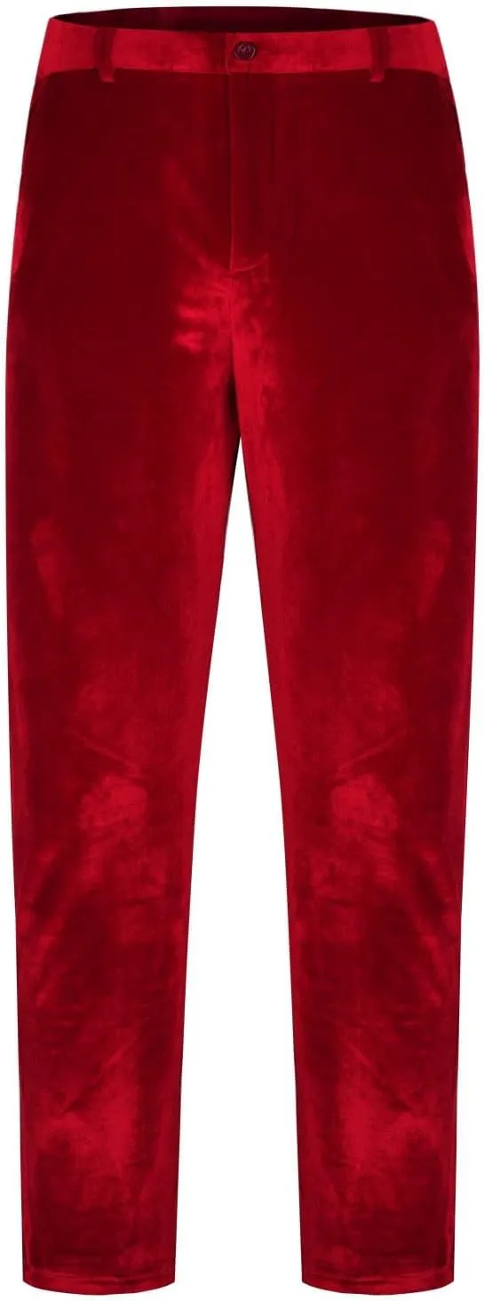 Men Velvet Stretch Pants with Pocket, Slim Fit Sweatpants for Work Dress Pants Athletic Outdoor Casual Solid Trousers