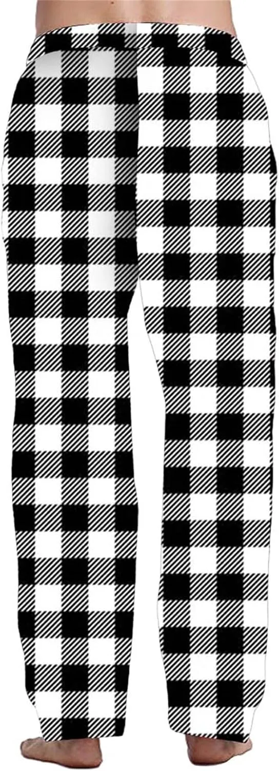 Men's Fleece Jogger Pant Men's Spring Summer Autumn and Winter Classic Fashion Leggings Plaid Wash Cotton Workout