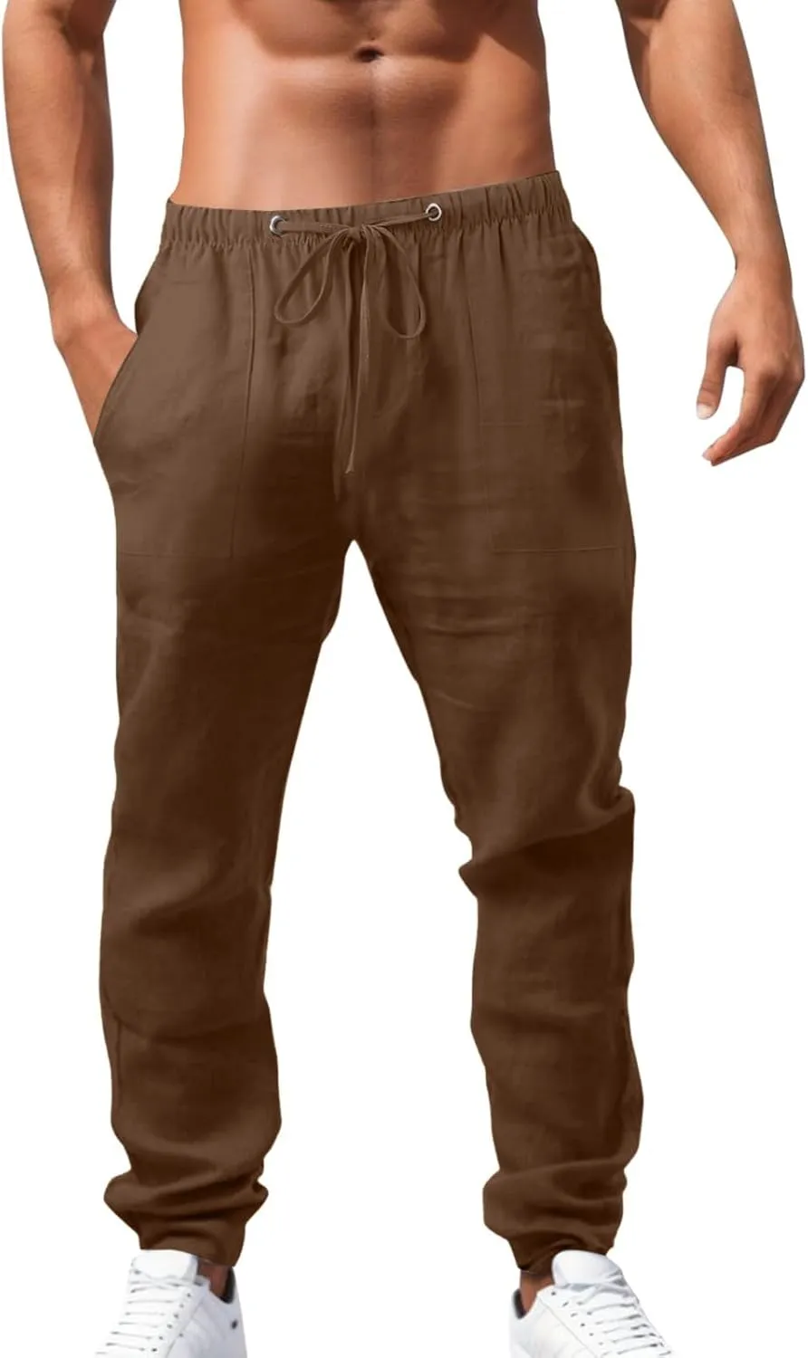 Mens Linen Pants Looose Fit Trousers Solid Color Long Pant Hiking Outdoor Joggers Workout Gym Sweatpants Black Chino Pants Mens Cycling Tights Pants