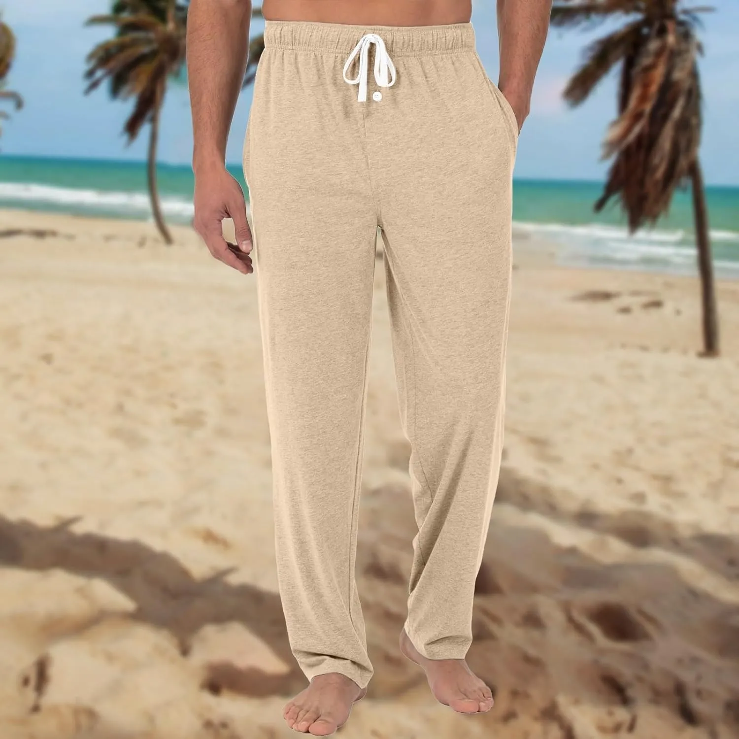 Men's Pajama Pants Solid/Plaid Pajama Pants Sleep Soft Lounge Pants PJ Bottoms Sleepwear Pants with Drawstring Pockets