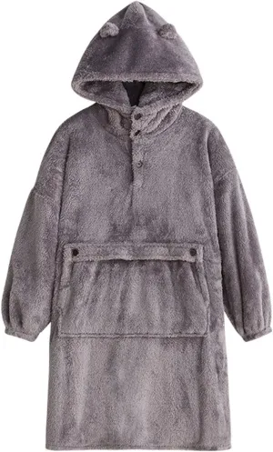Mens Robe,Mens Fall Winter Hooded Robe Plush Long Bathrobes Cozy Warm Bathrobe Fuzzy male Spa Robes With Pockets