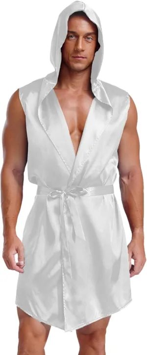 Mens Satin Silk Luxury Pajamas Kimono Bathrobe Robe Dressing Gown Pajamas Loungwear Gown