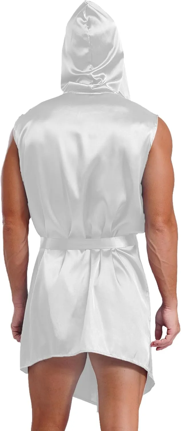 Mens Satin Silk Luxury Pajamas Kimono Bathrobe Robe Dressing Gown Pajamas Loungwear Gown