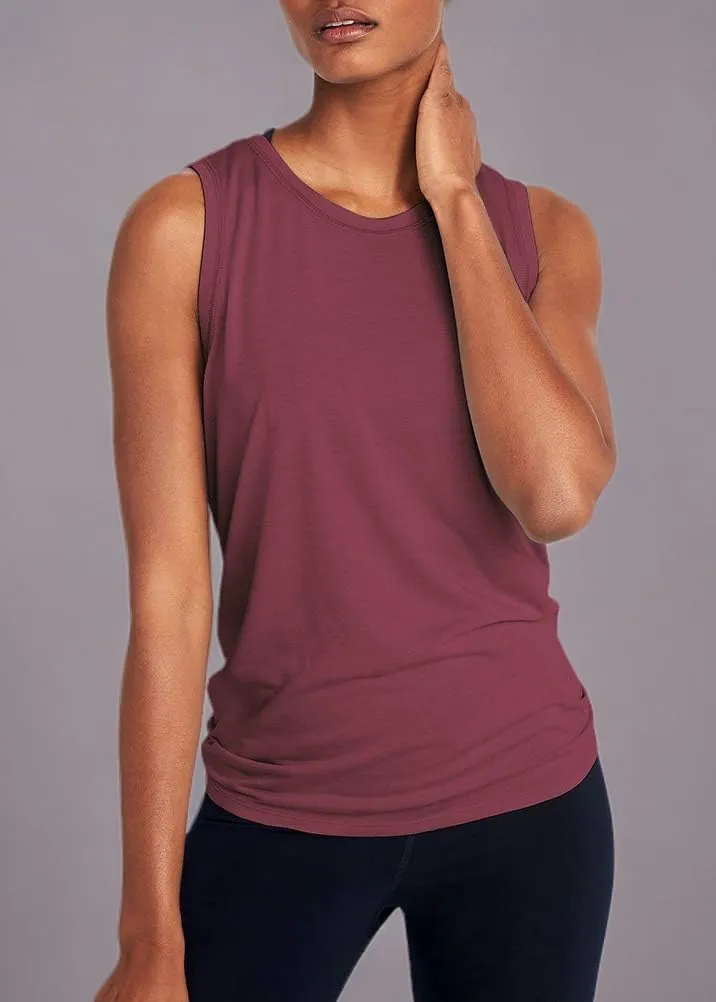 Mippo Workout Tops for Women Open Back Shirts Yoga Athletic Tops Running Muscle Tank Tops