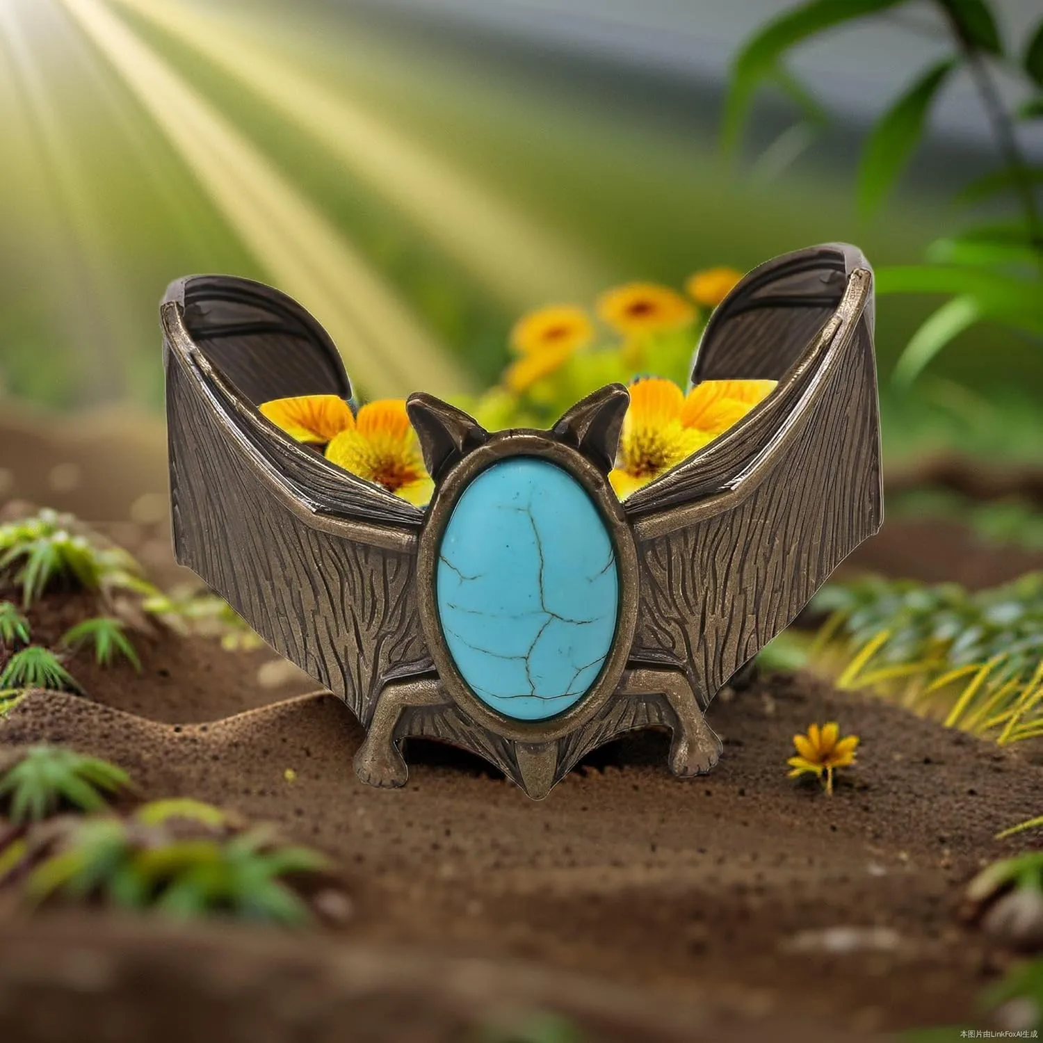 MRH&Crown Silver Bangle Bracelet Turquoise Leaf Feather Bracelet Fashion Simple Open Bangles Cuff Jewelry