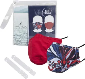 Nautica Choose Safety 2 Face Mask Extenders and Wristlet Bag, RED & FLRL, One Size