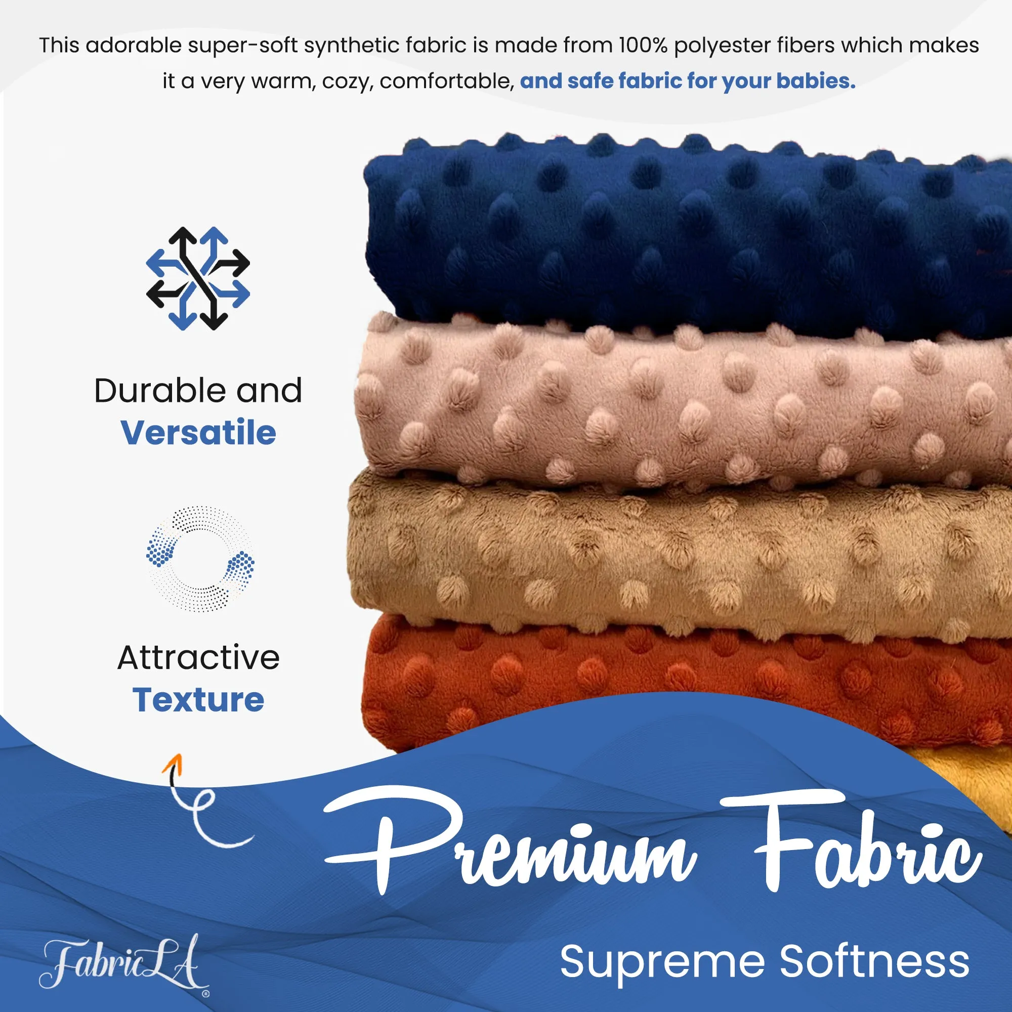 Navy Minky Fabric by the Yard | Oeko-TEX Certified Plush | 60" Wide for Baby Blankets & More