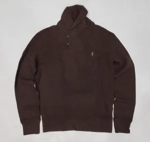 Nwt Polo Ralph Lauren Brown w/Brown Horse Shawl Neck Sweater