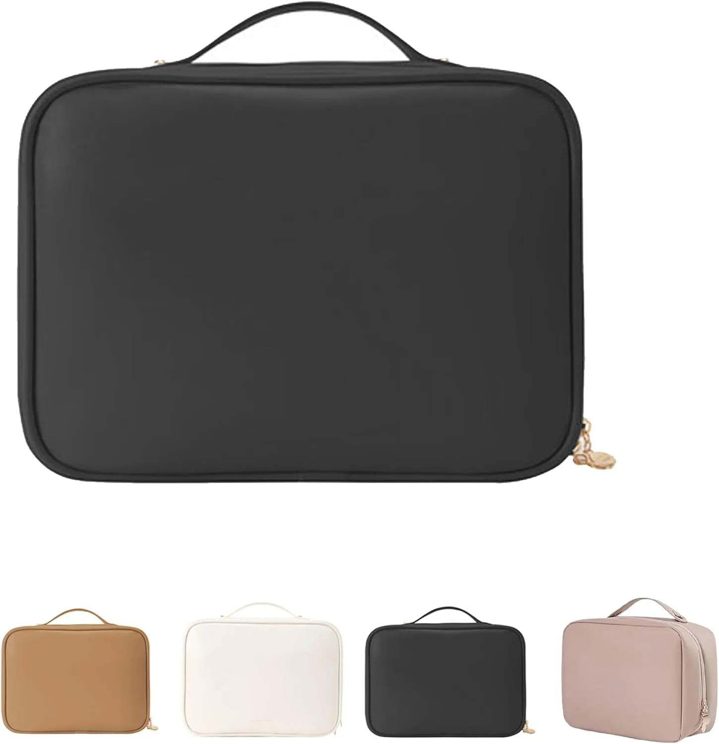 Obviousliy Multi-compartment Toiletry Cosmetics Bag, Makeup Bag Women's PU Leather Waterproof, PU Leather Large Capacity, Bathroom Travel Bag Organizer For Women (black)