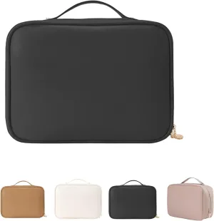 Obviousliy Multi-compartment Toiletry Cosmetics Bag, Makeup Bag Women's PU Leather Waterproof, PU Leather Large Capacity, Bathroom Travel Bag Organizer For Women (black)