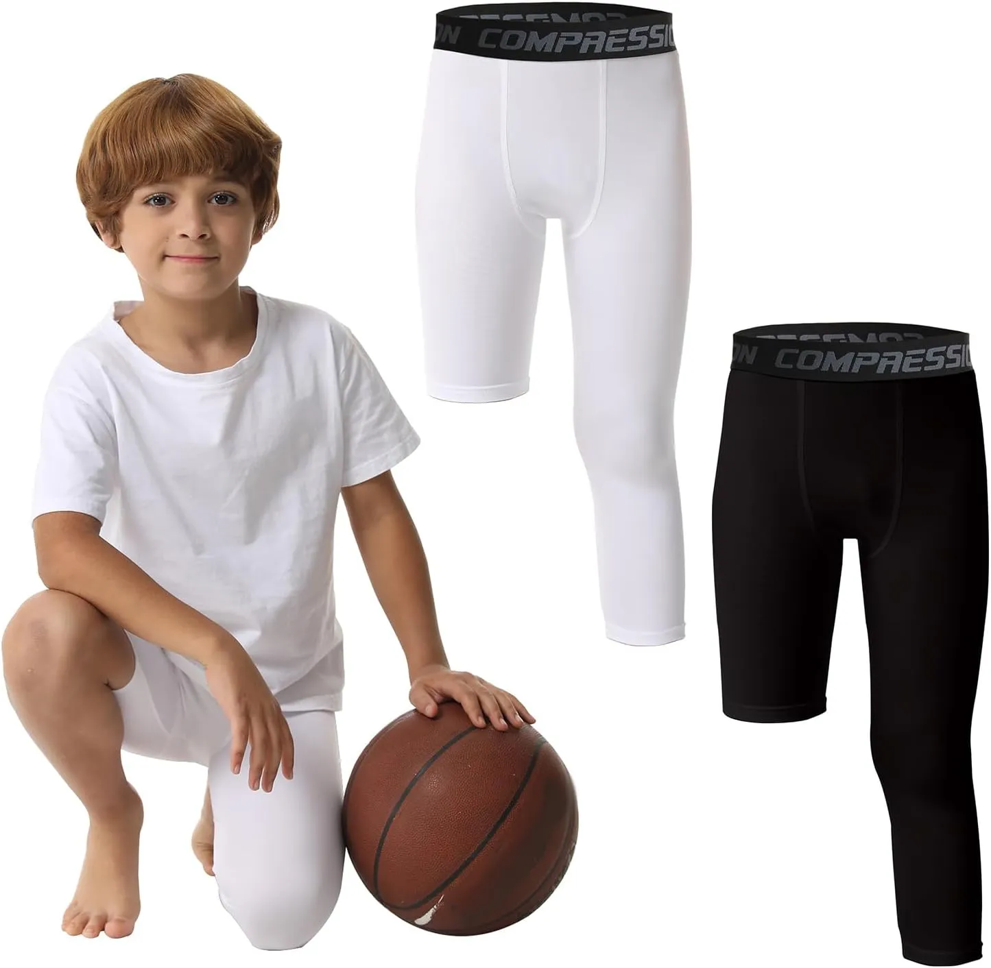 OEBLD Single Leg 3/4 Compression Tights, Unisex Sports Compression Pants, Basketball Leg Sleeves