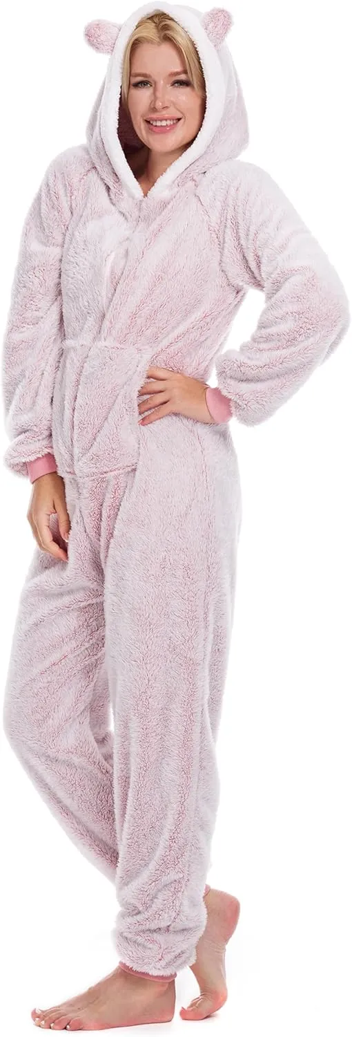 Onesie Pajamas for Women Fleece Womens Onesie Pajamas, Fuzzy Pajama Onesies for Women