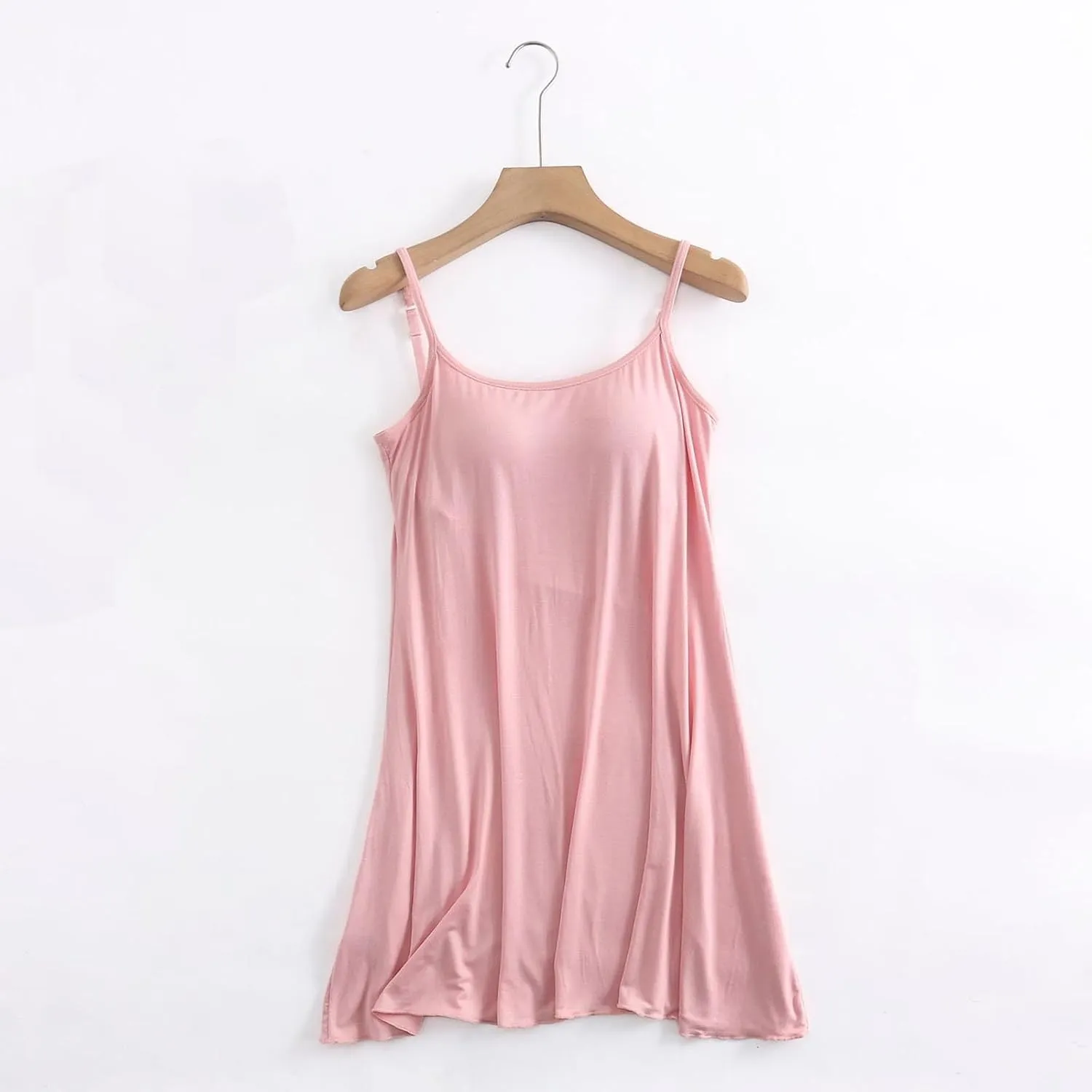 Oplxuo Nightgown for Women Sexy Sleep Dress with Built in Bra Sleeveless Summer Sleepwear Spaghetti Strap Cami Nightdress
