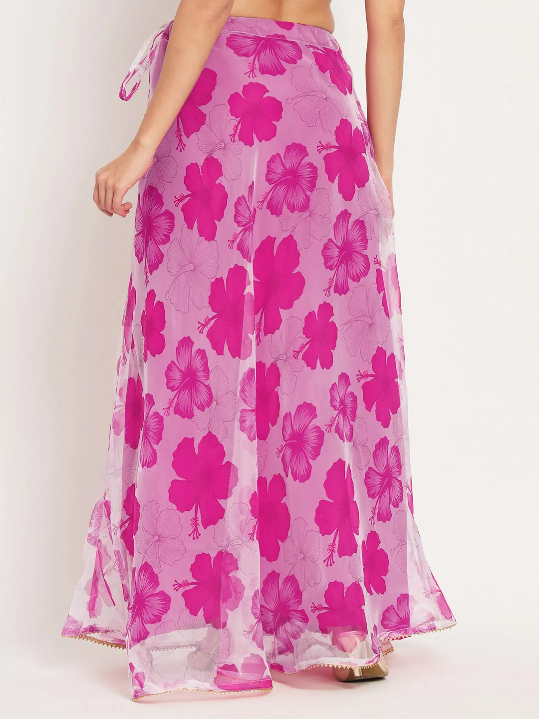Organza Floral Print Bias Skirt