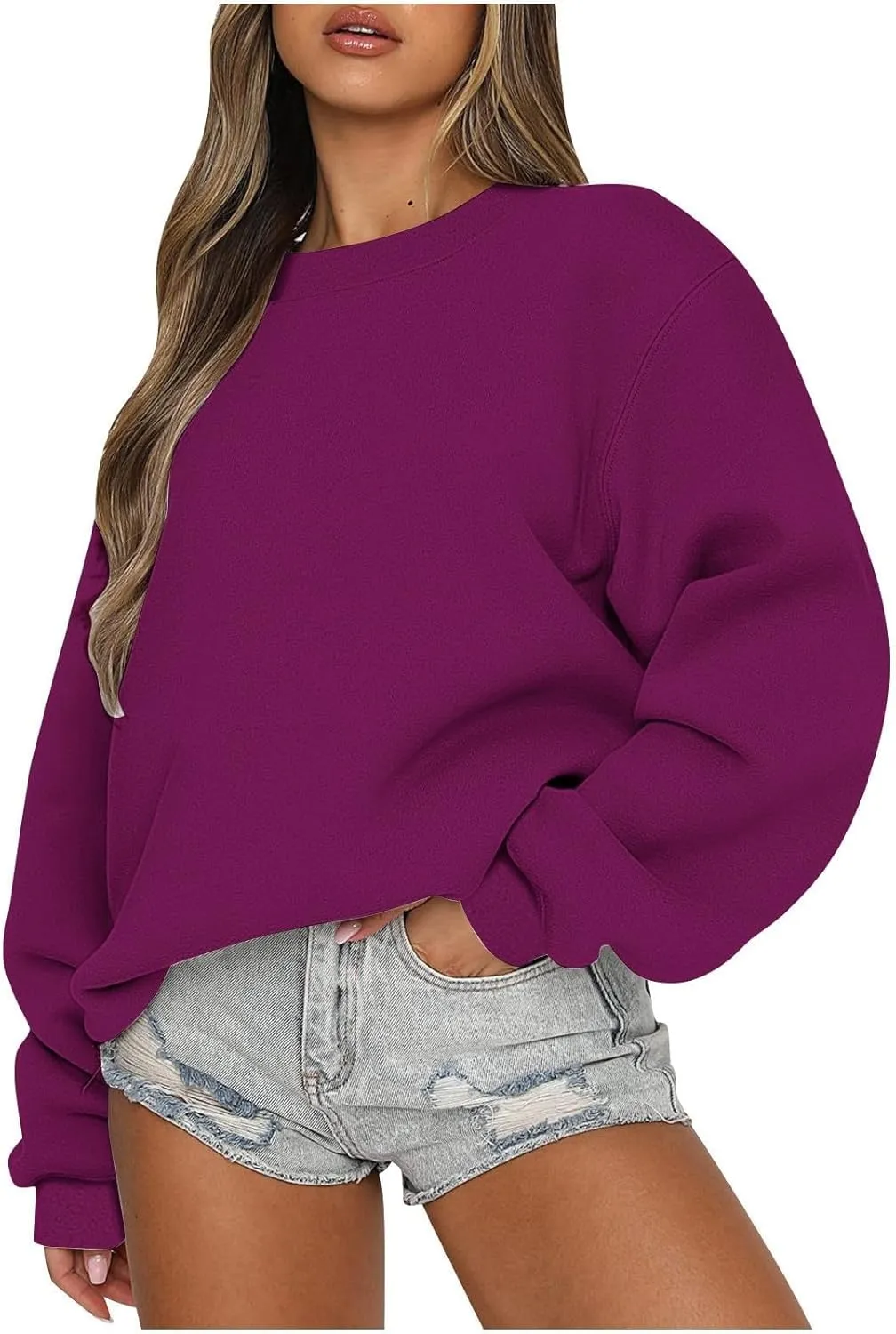 Oversized Crewneck Sweatshirts Women Long Sleeve Fleece Pullover Tops Fall Y2k Sweater Cute Hoodies for Teen Girls