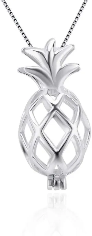 Pineapple Cage Pendants for Pearl Jewelry Making Sterling Silver, Design Pearl Cage Pendants for Women