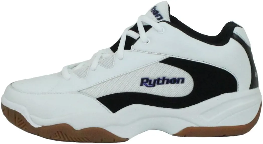 Python Wide (EE) Width Indoor Mid Racquetball (Squash, Indoor Pickleball, Badminton, Volleyball) Shoe (White and Black Colors Available)