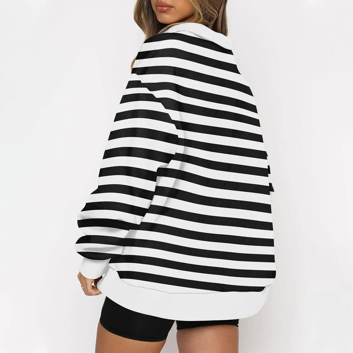 Quarter Zip Pullover Women Oversizds Trendy Sweatshirts Fall Outfits 2024 Fitted Comfy Vintage Pullover Sweatshirts