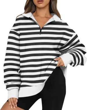 Quarter Zip Pullover Women Oversizds Trendy Sweatshirts Fall Outfits 2024 Fitted Comfy Vintage Pullover Sweatshirts