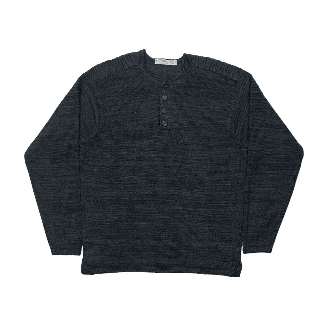 "Grafite" grey linen rolled edge henley sweater