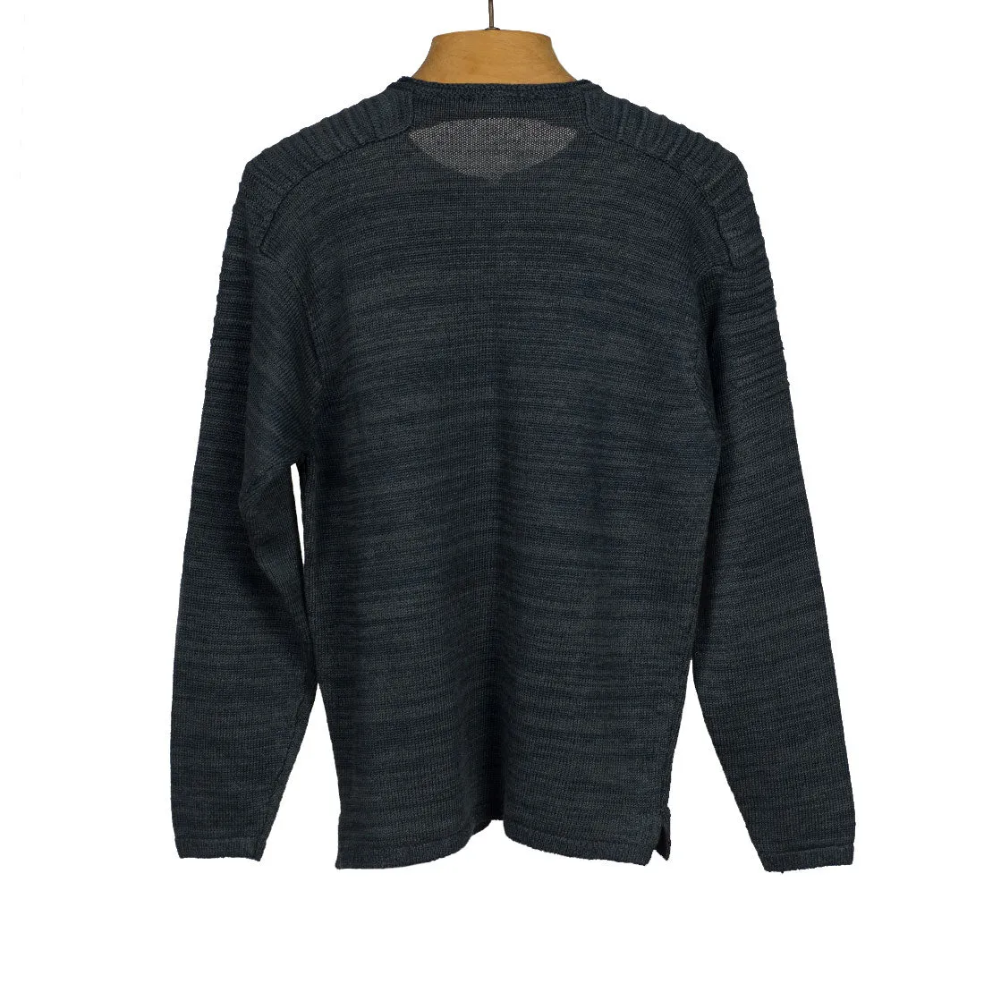 "Grafite" grey linen rolled edge henley sweater