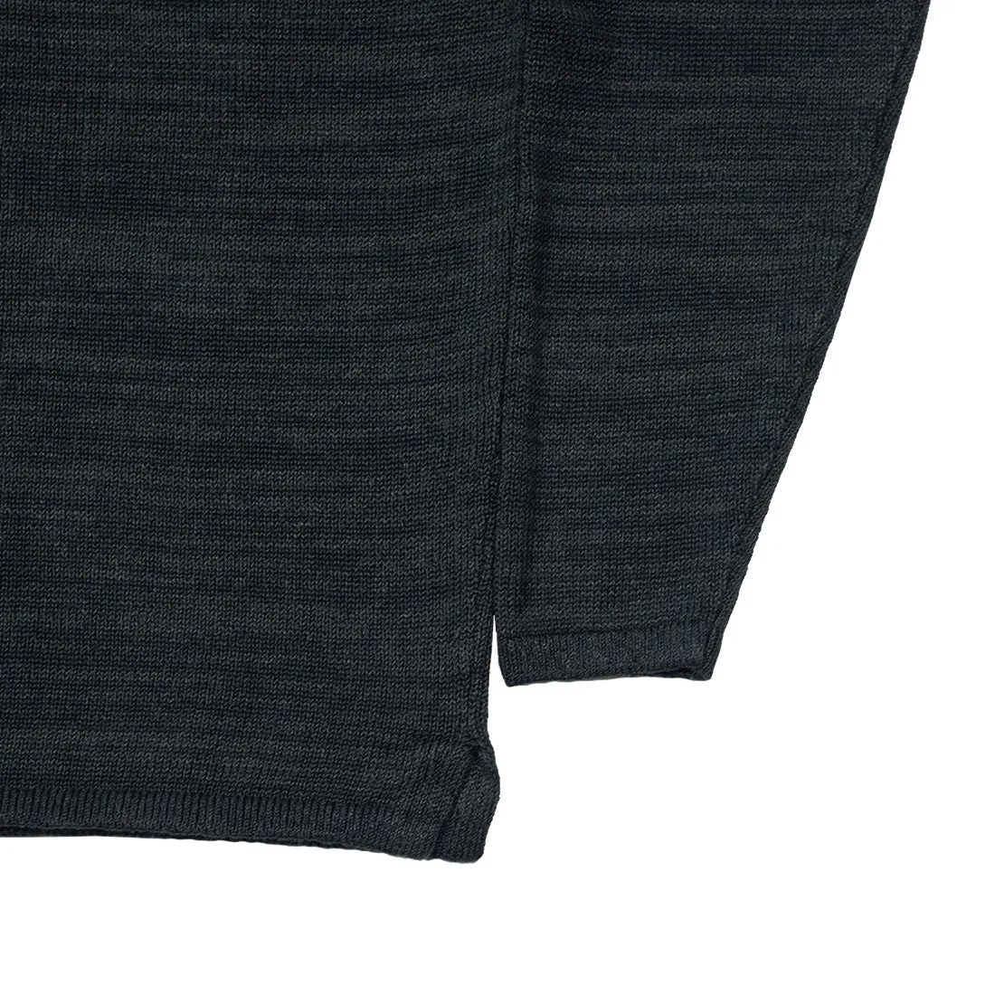 "Grafite" grey linen rolled edge henley sweater