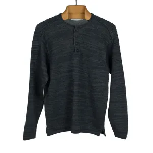 "Grafite" grey linen rolled edge henley sweater