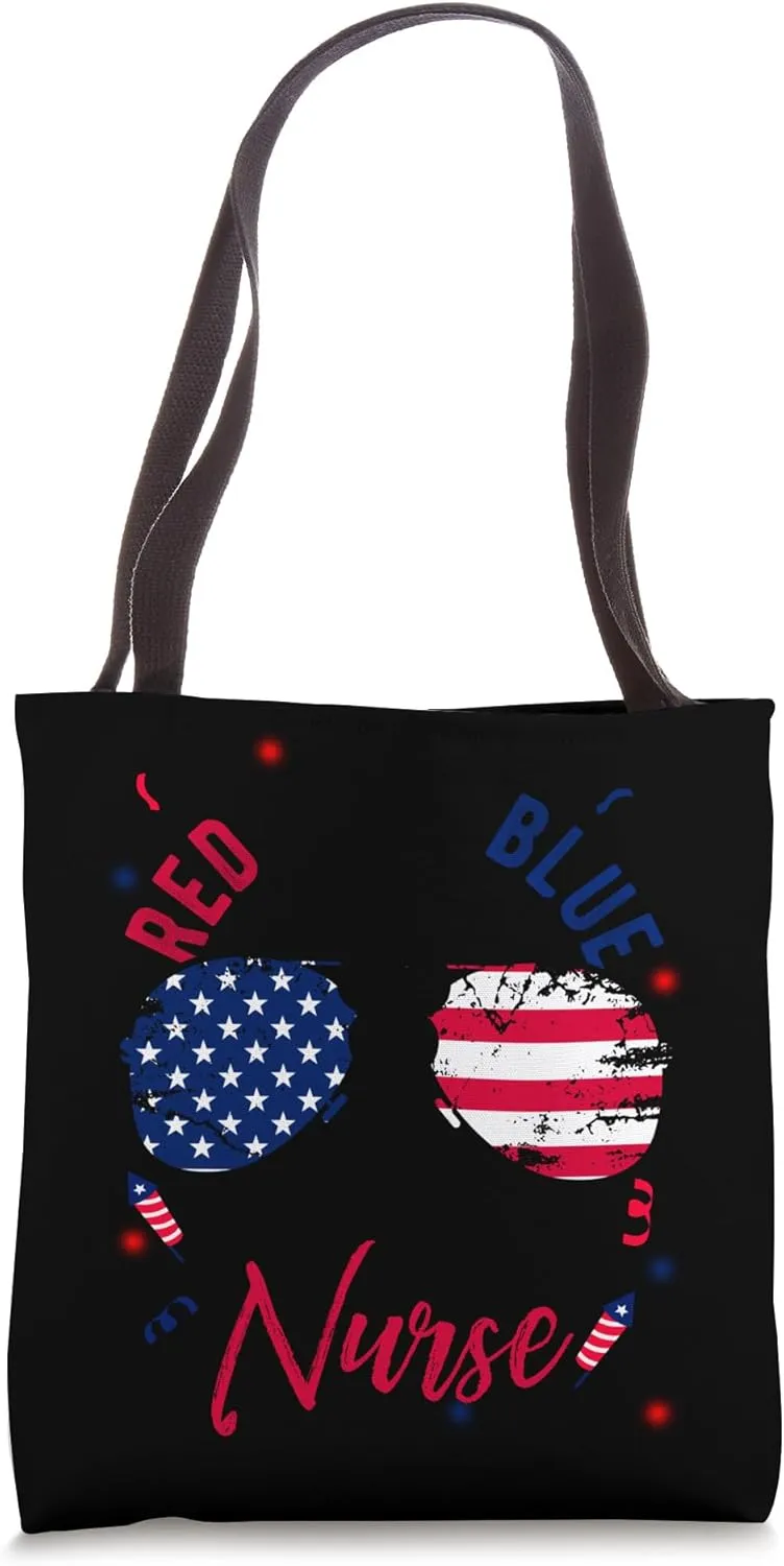 RED WHITE BLUE OPERATING ROOM Nurse Patriotic Nurse Doctor Tote Bag