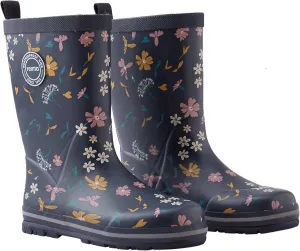 Reima Taika Kids Waterproof Outdoor Rain Boots for Girls & Boys, Navy Flowers, 13/13.5 Little Kid