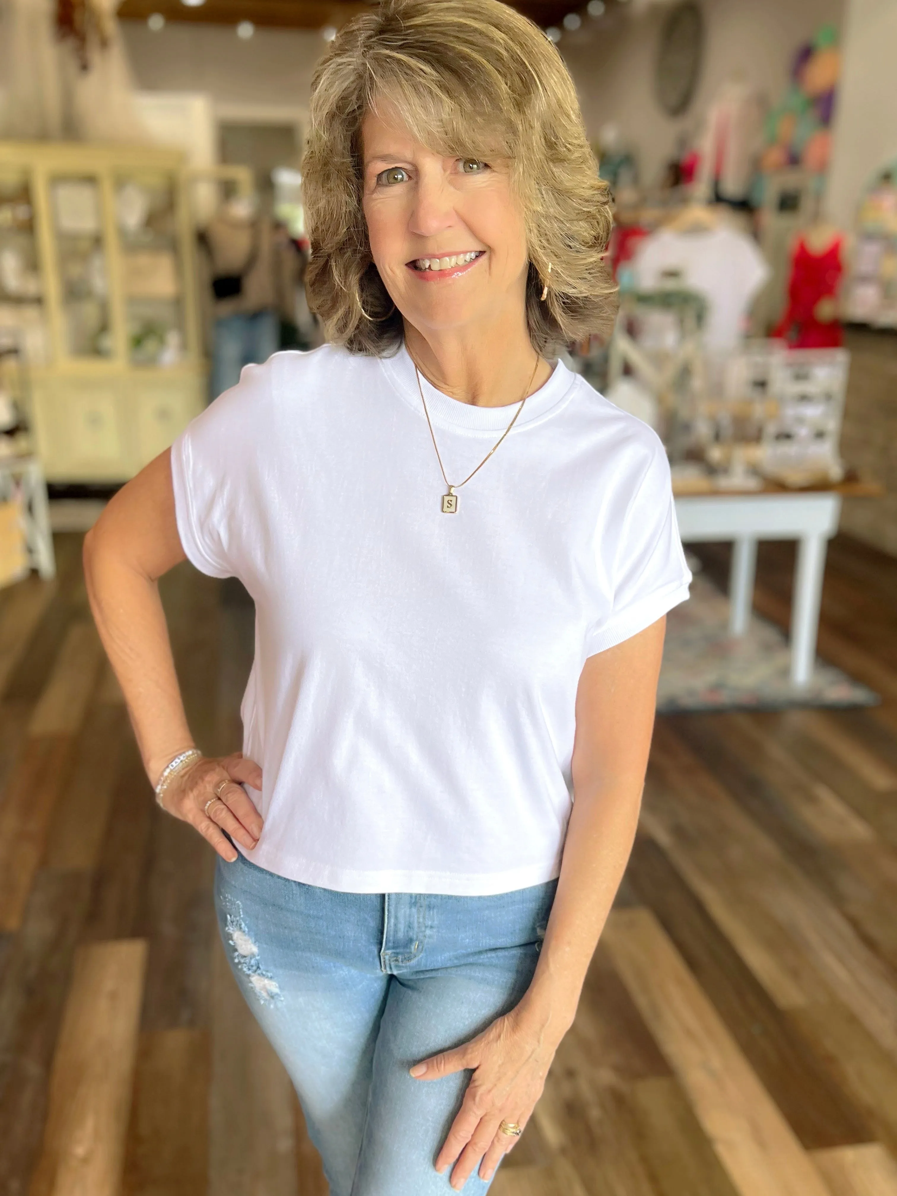 Relaxed Cotton Tee in White