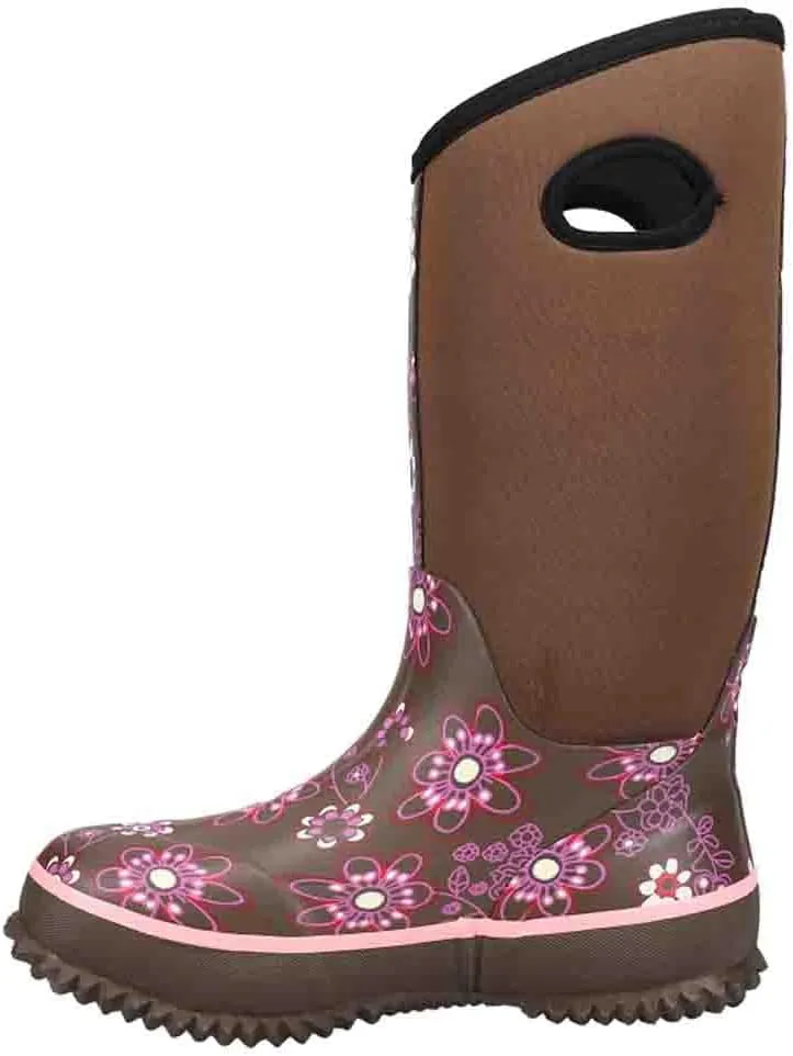 ROPER Womens Barnyard 12 Inch Floral Round Toe Rain Casual Boots Mid Calf - Black